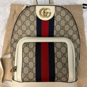 Gucci Ophidia Small White Leather GG Supreme Backpack